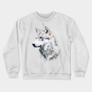 Dramabite Watercolor wolf wolves lover artsy artistic animal wildlife Crewneck Sweatshirt